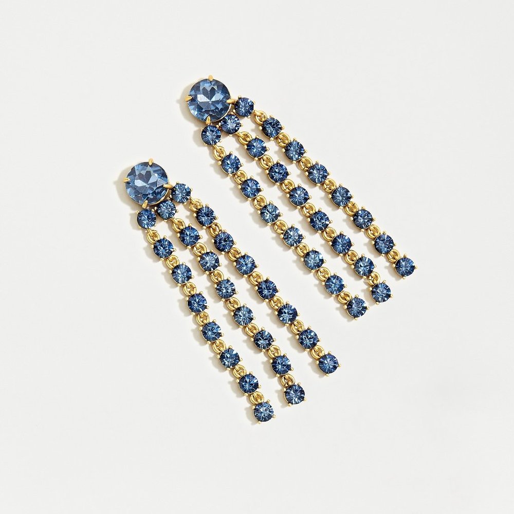 J. Crew NWT Crystal Fringe Statement Earrings